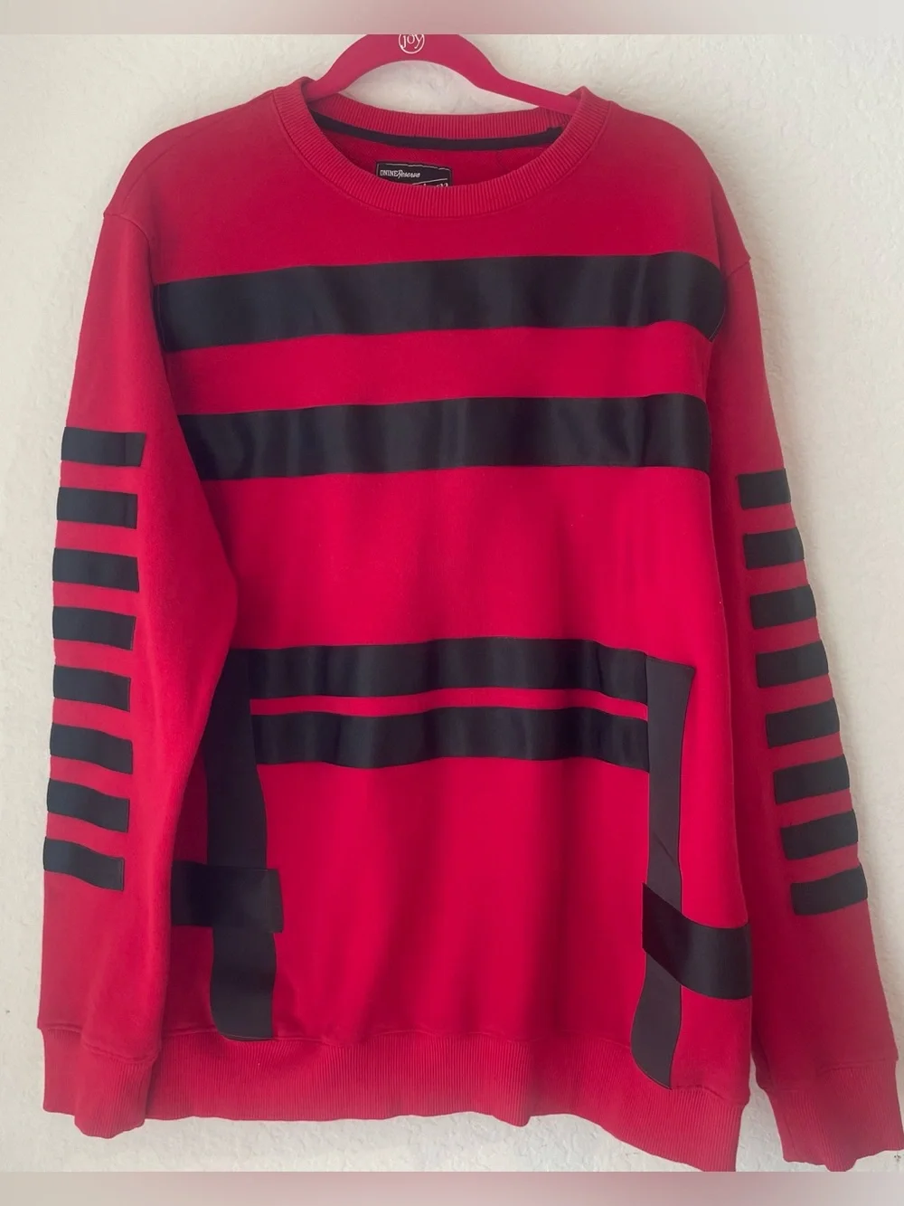 DNINE Reserve Premium Red Black Graphic Crewneck Sweatshirt Men’s XL Streetwear